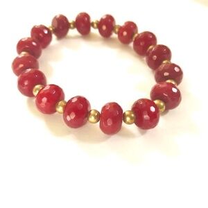 Rich Red CRANBERRY Glass Bead Bracelet